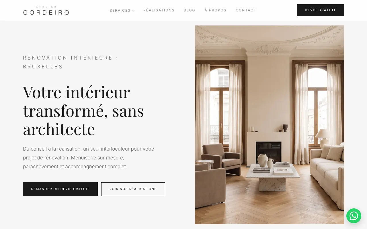 Site internet réalisé par Webysphere pour Atelier Cordeiro (rénovation)