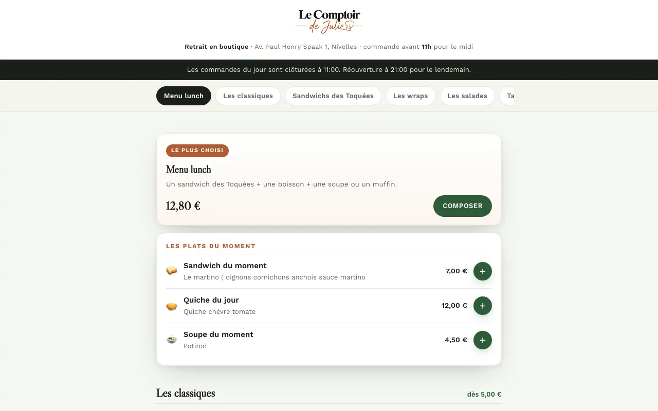 Site réalisé pour Le Comptoir de Julie
