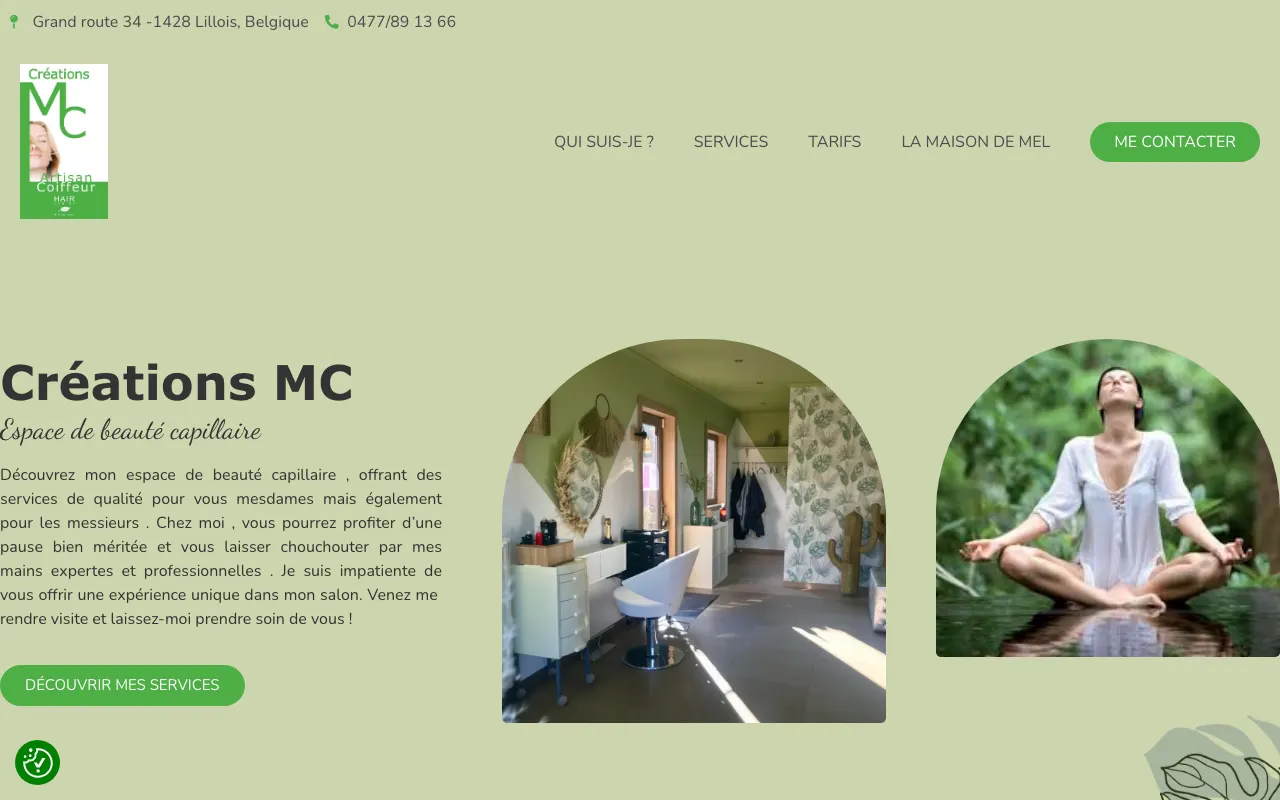Site internet réalisé par Webysphere pour Créations MC (bien-être)