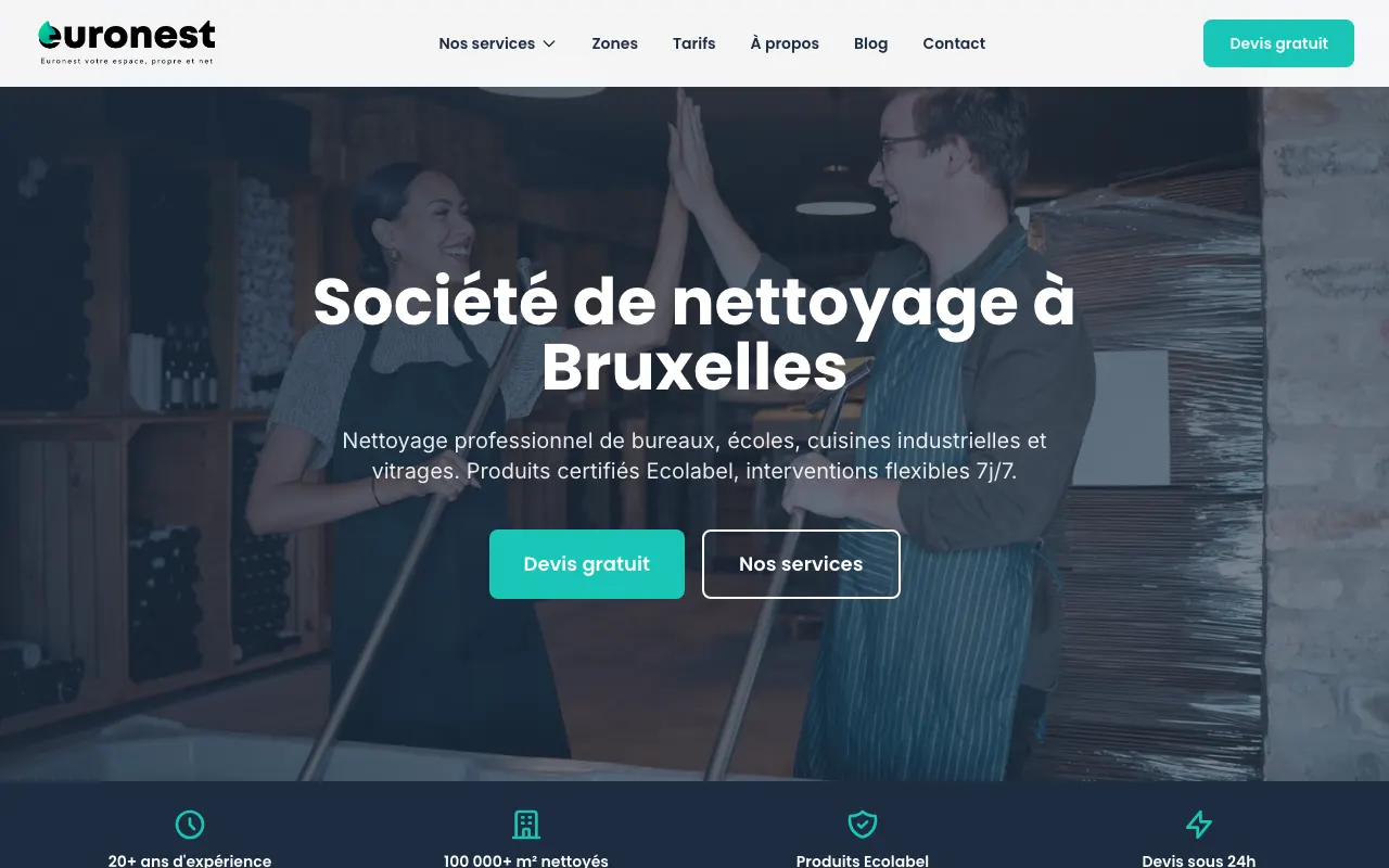 Site internet réalisé par Webysphere pour Euronest (nettoyage)