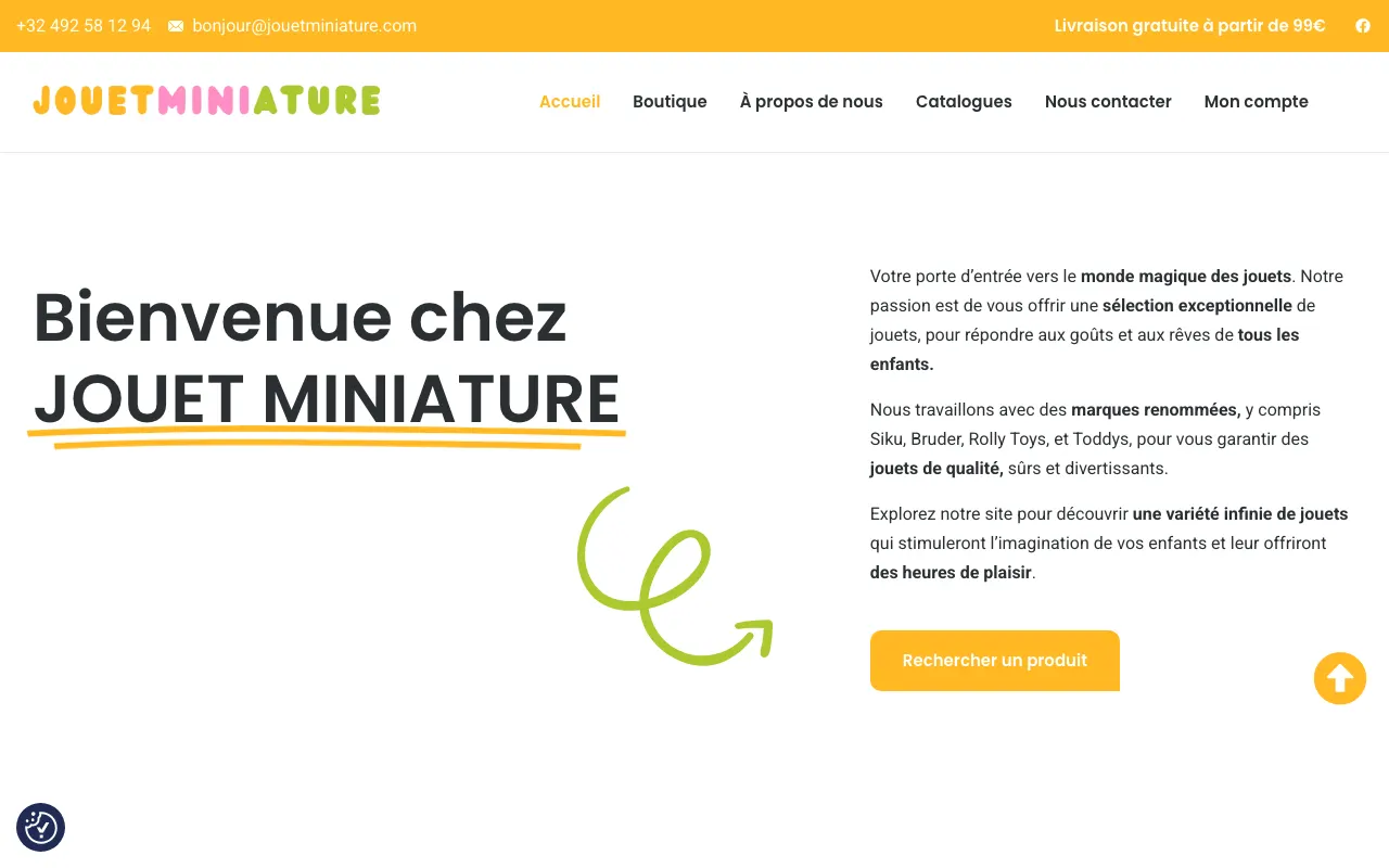 Site internet réalisé par Webysphere pour Jouet Miniature (boutique en ligne)