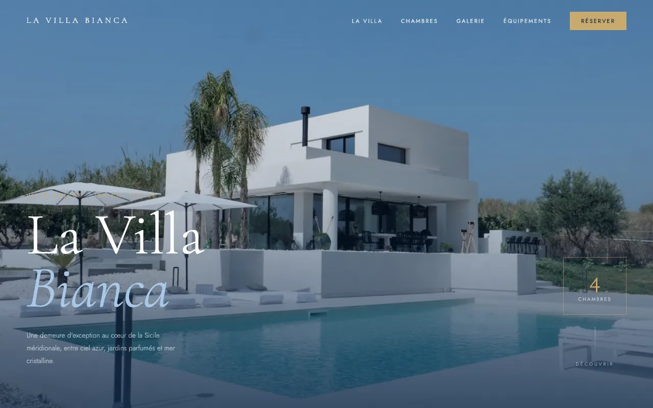 Site internet réalisé par Webysphere pour La Villa Bianca (location de villa)