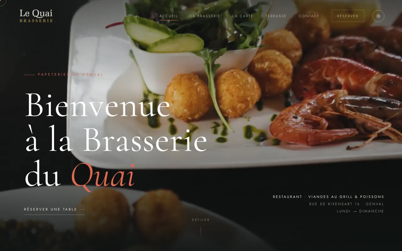 Site internet réalisé par Webysphere pour Brasserie du Quai (brasserie)