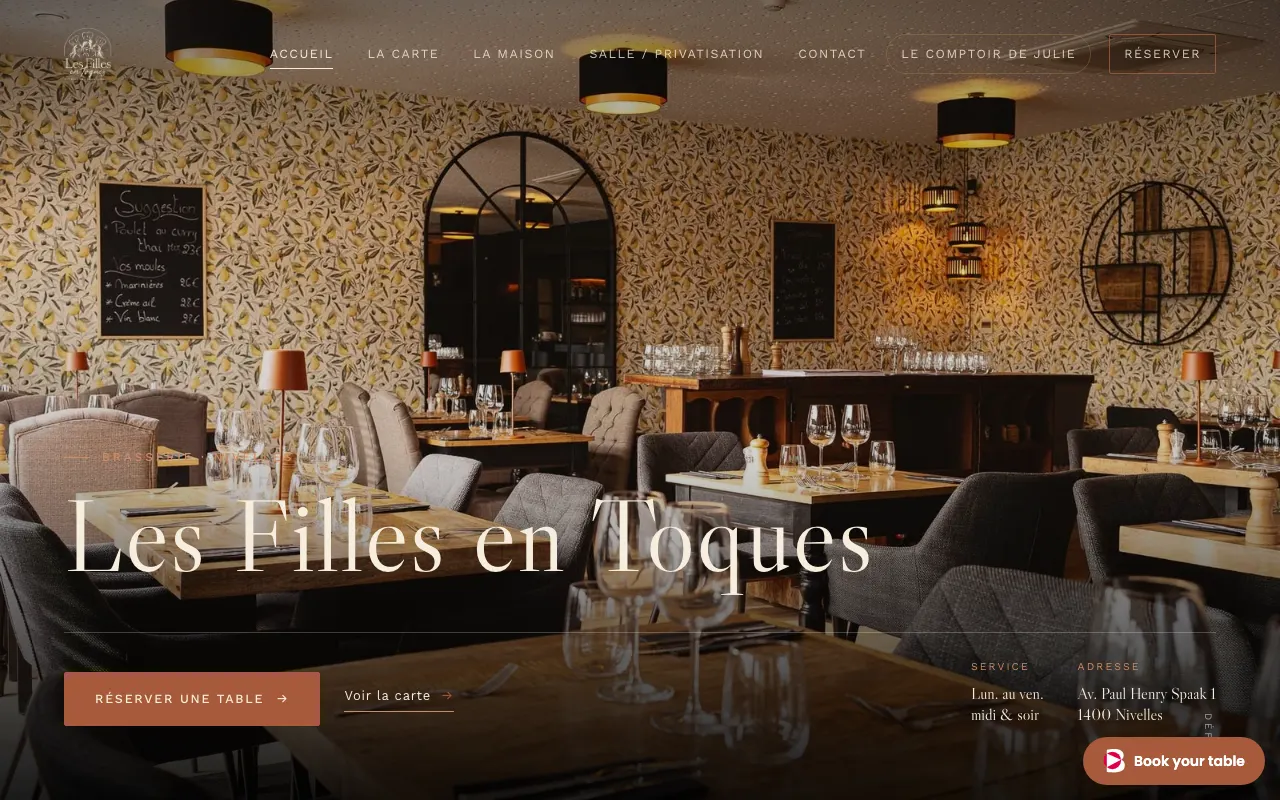Site internet réalisé par Webysphere pour Les Filles en Toques (brasserie)