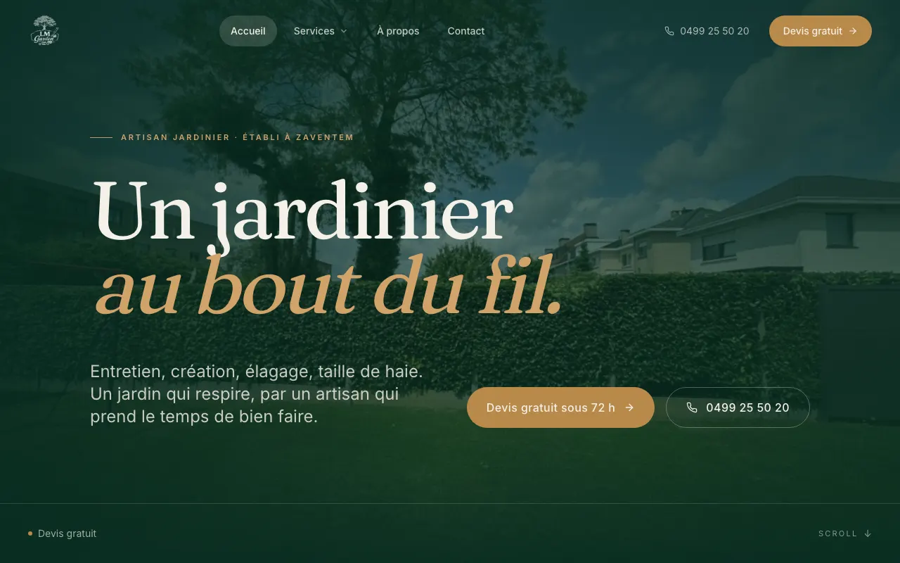 Site internet réalisé par Webysphere pour LM Garden (jardinier)