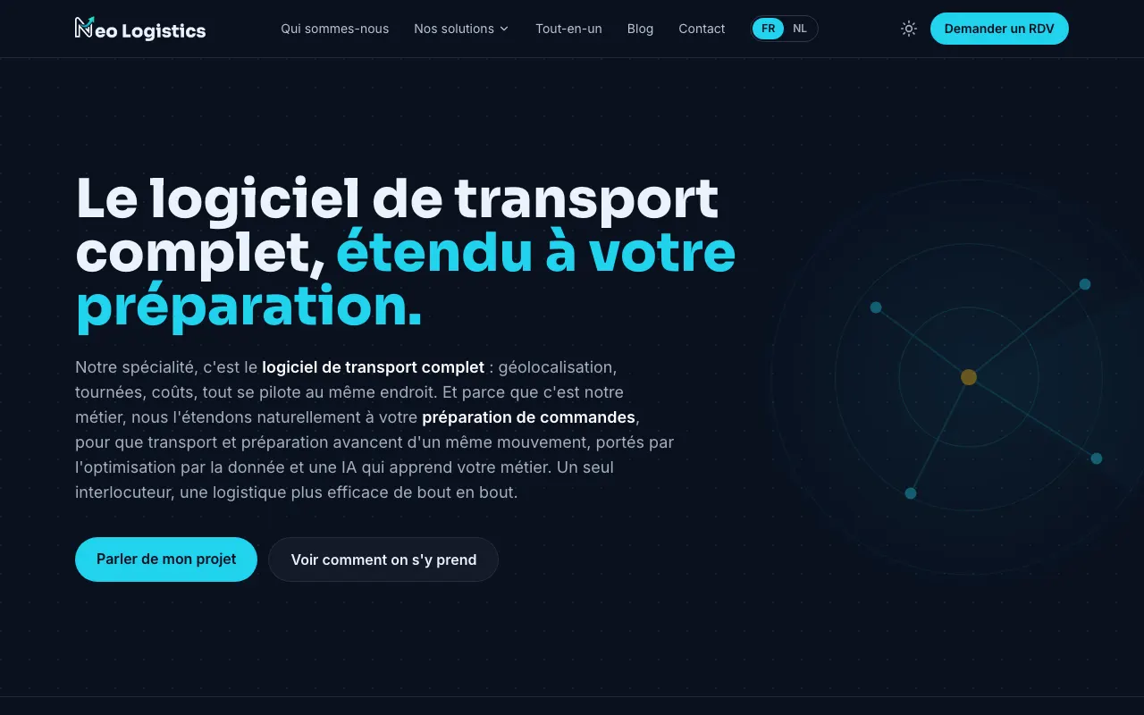 Site internet réalisé par Webysphere pour Neo Logistics (logiciel de transport)